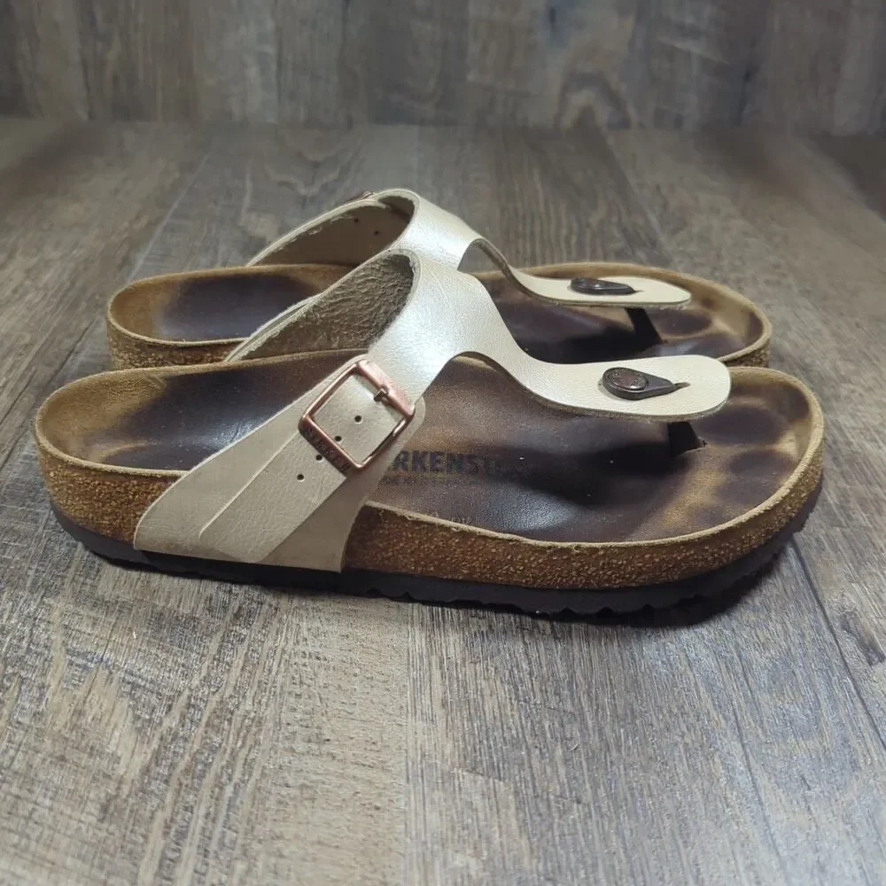Birkenstock Gizeh Thong Sandals Shoes Germany Womens 39 US Size 8 Beige Tan